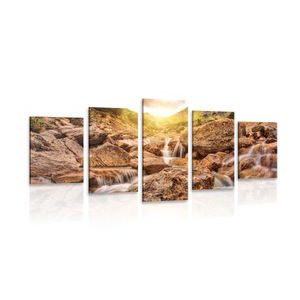 TABLEAU EN 5 PARTIES – CASCADES DE MONTAGNE - TABLEAUX DE LA NATURE ET DES PAYSAGES - TABLEAUX