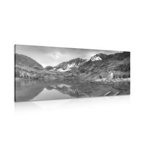 CANVAS PRINT MAJESTIC MOUNTAINS IN BLACK AND WHITE - BLACK AND WHITE PICTURES - PICTURES
