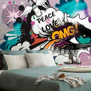 CARTA DA PARATI AUTOADESIVA – OCCHIO GRAFFITI VERDE - CARTA DA PARATI AUTOADESIVE - CARTA DA PARATI