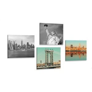 CANVAS PRINT SET INTERESTING COMBINATION OF THE NEW YORK CITY - SET OF PICTURES - PICTURES