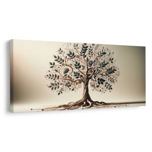 WANDBILD LEBENSBAUM MIT BLÄTTERN UND SPIRALEN - BILDER BÄUME UND LAUB - BILDER