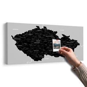 PARAFA KÉP MODERN FEKETE-SZÜRKE CSEHORSZÁG TÉRKÉPE - PARAFA KÉPEK - KÉPEK