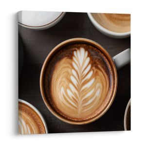 FOTO OP CANVAS GEDETAILLEERDE KOFFIEKOPJES - SCHILDERIJEN ETEN EN DRINKEN - SCHILDERIJEN