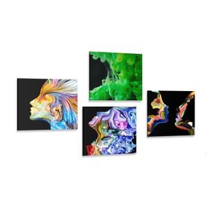 CANVAS PRINT SET COLORED ABSTRACTION - SET OF PICTURES - PICTURES