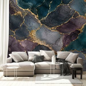 SAMOLEPÍCÍ FOTOTAPETA LUXUSNÍ MRAMOR SE ZLATÝMI LINIEMI - MRAMOROVÉ TAPETY - WALLPAPERS