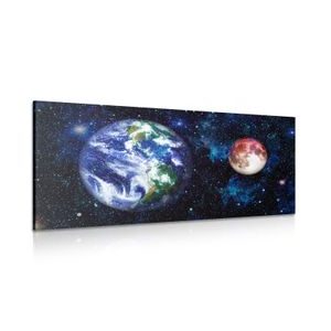 Canvas print planet earth and a red moon