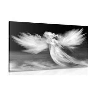 Canvas print image of an angel in the clouds in black and white