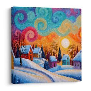 WANDBILD FESTLICHER ABEND IN DEN BERGEN - WEIHNACHTS- UND WINTERBILDER - BILDER