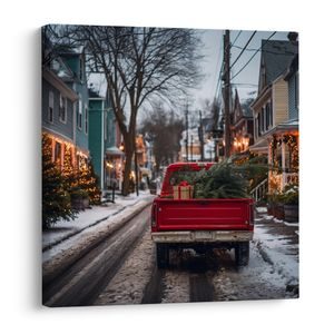 OBRAZ ZASNĚŽENÁ ULICE S VÁNOČNÍMI SVĚTLY - VÁNOČNÍ A ZIMNÍ OBRAZY - OBRAZY