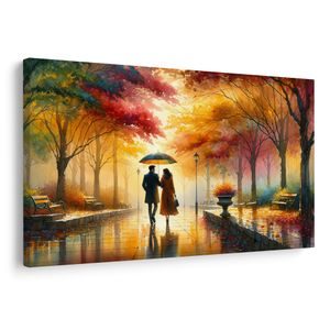 QUADRO SU TELA – ROMANTICISMO NEL PARCO - QUADRI DI PERSONE - STAMPE E QUADRI