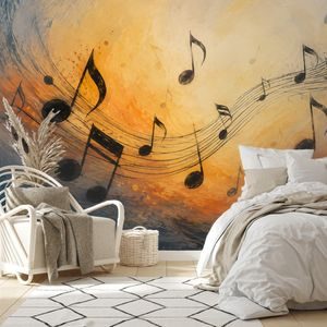 TAPETE MUSIKNOTEN IM FARBENWIRBEL - MUSIK FOTOTAPETEN - TAPETEN