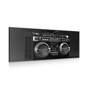WANDBILD DISCORADIO AUS DEN 90ER JAHREN IN SCHWARZ-WEISS - SCHWARZ-WEISSE BILDER - BILDER