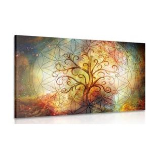 Canvas print tree with flower of life