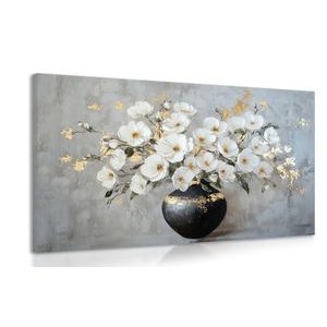 WANDBILD BLUMENZWEIGE IN EINER SCHWARZEN VASE - WANDBILDER VASEN - BILDER