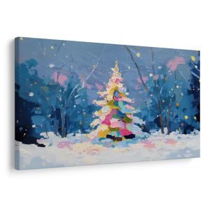 OBRAZ VÁNOČNÍ STROM V ZIMNÍ KRAJINĚ - VÁNOČNÍ A ZIMNÍ OBRAZY - OBRAZY