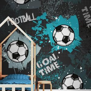CARTA DA PARATI – PALLONE DA CALCIO IN TURCHESE - CARTA DA PARATI BAMBINI - CARTA DA PARATI