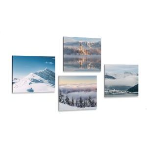 CANVAS PRINT SET SNOWY MOUNTAINS - SET OF PICTURES - PICTURES