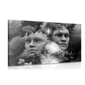 Canvas print virtual mind in black and white