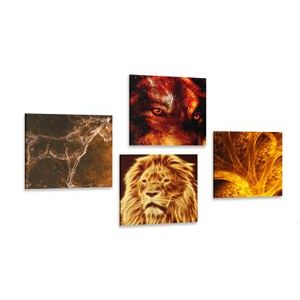 CANVAS PRINT SET ABSTRACT ANIMALS - SET OF PICTURES - PICTURES