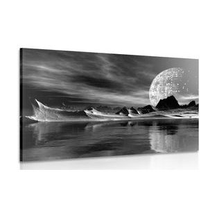 CANVAS PRINT FUTURISTIC LANDSCAPE IN BLACK AND WHITE - BLACK AND WHITE PICTURES - PICTURES