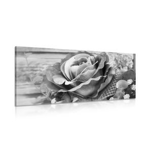 CANVAS PRINT ELEGANT VINTAGE ROSE IN BLACK AND WHITE - BLACK AND WHITE PICTURES - PICTURES