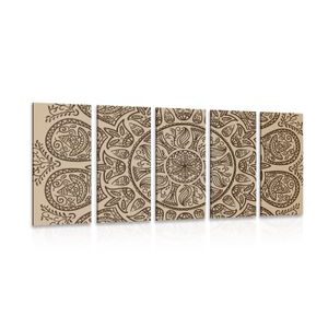 5-TEILIGES WANDBILD MANDALA MIT ABSTRAKTEN NATURMOTIVEN - BILDER MIT FENG SHUI-MOTIVEN - BILDER