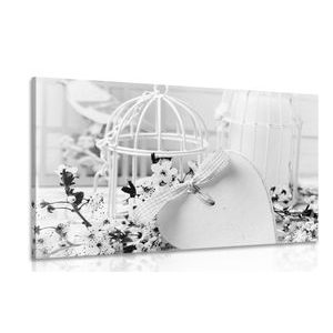 WANDBILD ROMANTISCHES STILLLEBEN IM VINTAGE-STIL IN SCHWARZ-WEISS - SCHWARZ-WEISSE BILDER - BILDER