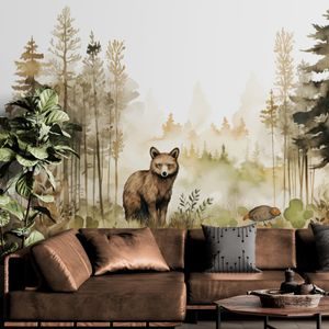 CARTA DA PARATI – PROCIONE NELLA FORESTA INCANTATA - CARTA DA PARATI FORESTA - CARTA DA PARATI