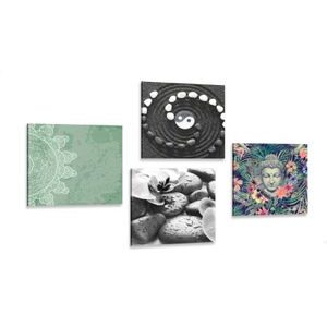 CANVAS PRINT SET FENG SHUI IN AN UNCONVENTIONAL COMBINATION - SET OF PICTURES - PICTURES