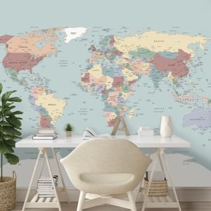 SAMOLEPÍCÍ TAPETA BAREVNÁ MAPA SVĚTA - WALLPAPERS MAPS - WALLPAPERS