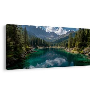QUADRO SU TELA – RIFLESSO DELLE MONTAGNE NEL LAGO - QUADRI LAGHI - STAMPE E QUADRI