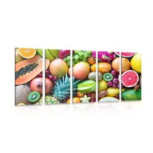 IMPRESSION SUR TOILE EN 5 PARTIES FRUITS TROPICAUX - IMPRESSIONS SUR TOILE NOURRITURE ET BOISSON - IMPRESSION SUR TOILE