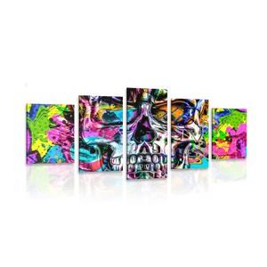 5-RÉSZES KÉP SZÍNES MŰVÉSZETI KOPONYA - POP ART KÉPEK - KÉPEK