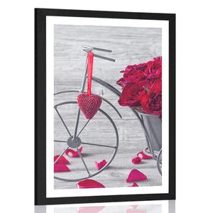 POSTER MIT PASSEPARTOUT FAHRRAD VOLL VON ROSEN - VASEN - POSTER