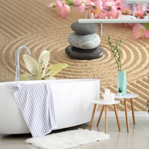 WALL MURAL ZEN GARDEN AND STONES IN THE SAND - WALLPAPERS FENG SHUI - WALLPAPERS
