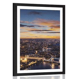 POSTER WITH MOUNT AERIAL VIEW OF TOWER BRIDGE - CITIES - POSTERS