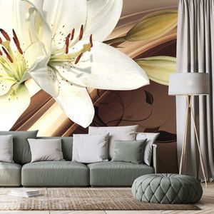 WALLPAPER DECENT LILY ON AN ABSTRACT BACKGROUND - WALLPAPERS - 🔥 TOTAL SALE 🔥