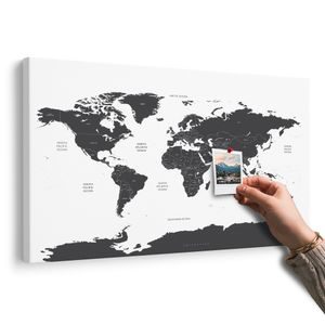 DECORATIVE PINBOARD WORLD MAP WITH INDIVIDUAL STATES IN GRAY COLOR - PICTURES ON CORK - PICTURES