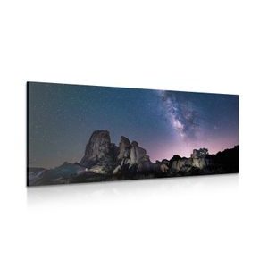 CANVAS PRINT STARRY SKY ABOVE THE ROCKS - PICTURES OF NATURE AND LANDSCAPE - PICTURES