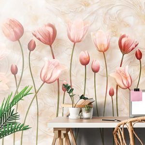 WALLPAPER OLD PINK TULIPS - ABSTRACT WALLPAPERS - WALLPAPERS
