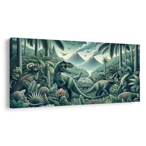 SLIKA PRAZGODOVINSKI SVET DINOZAVROV V DŽUNGLI - OTROŠKE SLIKE ŽIVALI - SLIKE