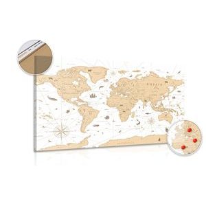 Obraz na korku beżowa mapa