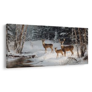 OBRAZ JELENNÍ RODINA V ZIMĚ - VÁNOČNÍ A ZIMNÍ OBRAZY - OBRAZY