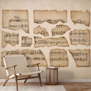 FOTOBEHANG VINTAGE MUZIEKPARTITUREN - MUZIEK FOTOBEHANG - FOTOBEHANG