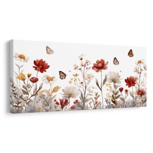 QUADRO SU TELA – PRATO FIORITO CON FARFALLE - QADRI DI FARFALLE - STAMPE E QUADRI