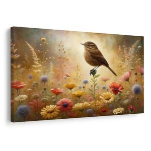 OBRAZ LETNÁ LÚKA S VTÁČIKOM - OBRAZY VTÁKY - OBRAZY