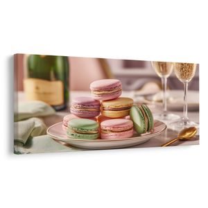 CANVAS SCHILDERIJ PASTELKLEURIGE MACARONS - SCHILDERIJEN ETEN EN DRINKEN - SCHILDERIJEN