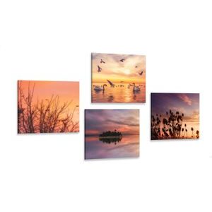 CANVAS PRINT SET NATURE IN A ROMANTIC DESIGN - SET OF PICTURES - PICTURES