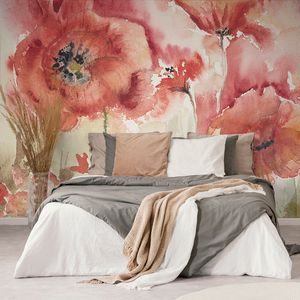 PAPIER PEINT AUTOCOLLANT – COQUELICOTS PEINTS DANS LE CHAMP - PAPIER PEINT AUTOCOLLANT - PAPIERS PEINTS PANORAMIQUES