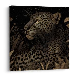 QUADRO SU TELA – SGUARDO MISTERIOSO DEL LEOPARDO - QUADRI DI LEONE E TIGRE - STAMPE E QUADRI